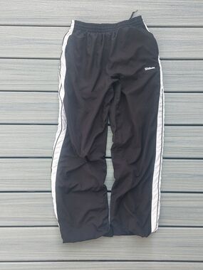 Wilson Black Track Pants with White Side Stripes S Y2k